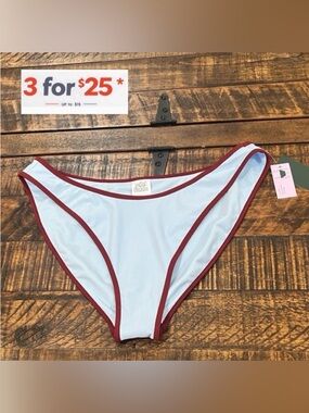 Wild Fable Light Blue Bikini Bottoms with Brown Trim